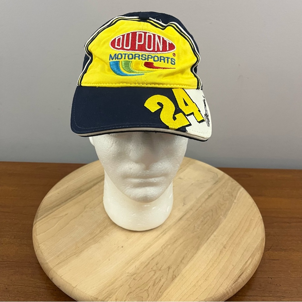 Vintage NASCAR DuPont Motorsports Jeff Gordon Hat #24 Rainbow Blue Yellow‎